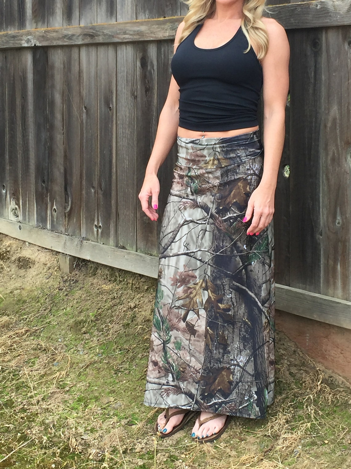 Camo Maxi Skirt Camouflage Print Long Skirt Plus Size Camo Etsy
