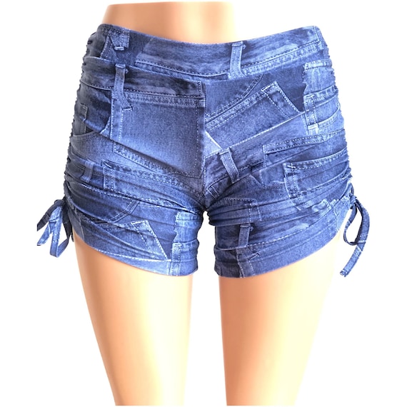 Blue Jean Denim Hot Yoga Shorts Plus Size Workout Pole Swim