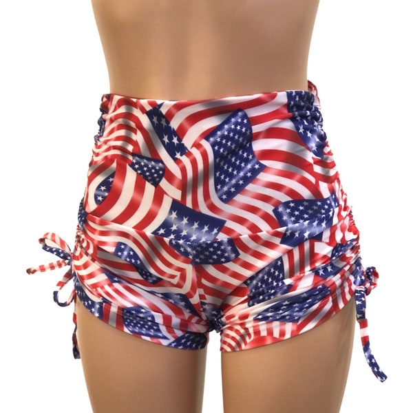 Short drapeau américain - short de yoga chaud grande taille - entraînement - bâton - natation - festival - SXYfitness - fabriqué aux États-Unis -