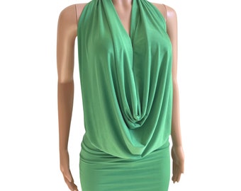 Clover Green Sexy Dress Backless Drape Halter Top or Dress Pick Your SIZE and COLOR Made in USA