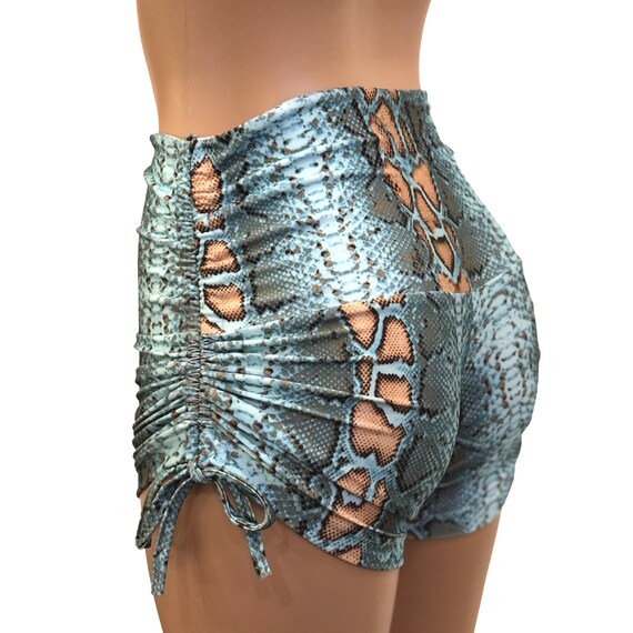 Snakeskin Shorts High Waist Hot Yoga Shorts Plus Size Workout Pole