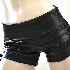 Hot Yoga Shorts Black Metallic Low Rise SXYfitness Brand Item 4061 Sizes xxs-xxl 00-18 US image 3