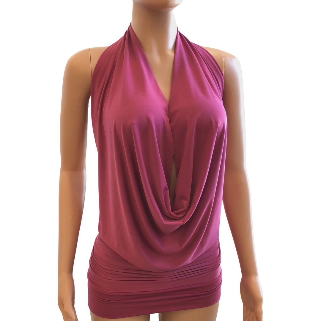 Pink Berry Drape Halter Top or Dress Pick Your SIZE and COLOR 2XS ...