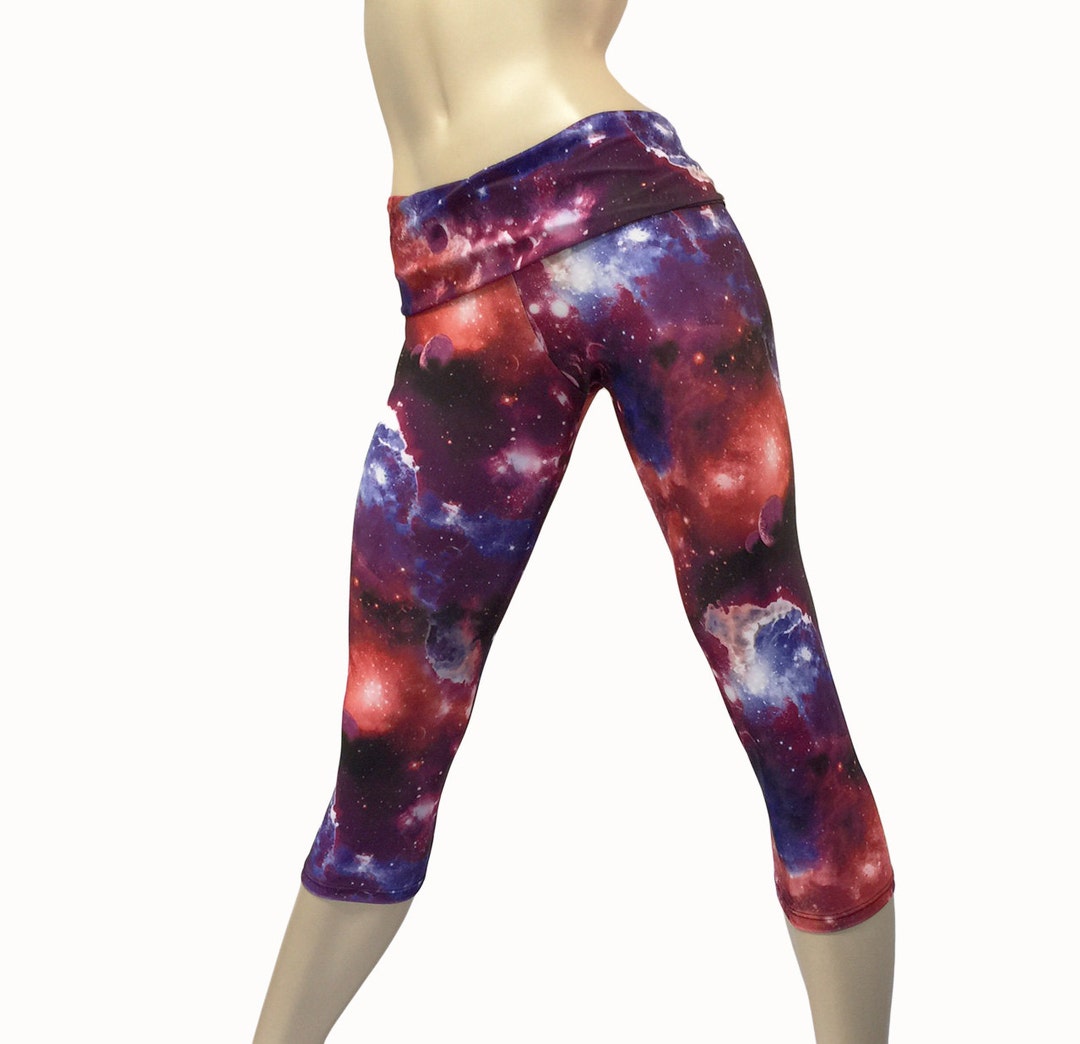 Yoga Pants Workout Clothes Hot Yoga Capri Galaxy Etsy