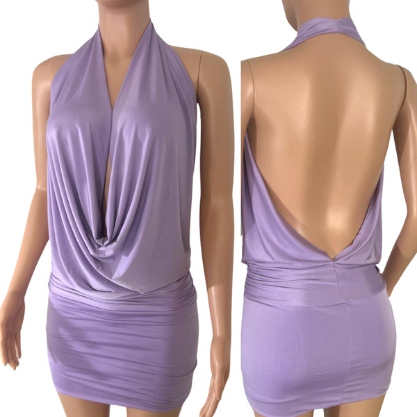 Lavender Purple Backless Drape Halter Top or Dress Pick Your SIZE and COLOR - 2XS through Plus Size - Made in USA