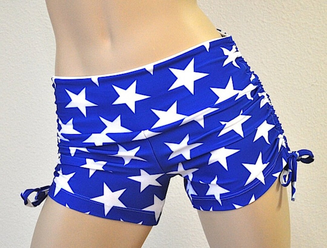 Hot Yoga Shorts Solid Blue Stars Sxyfitness Made in USA - Etsy
