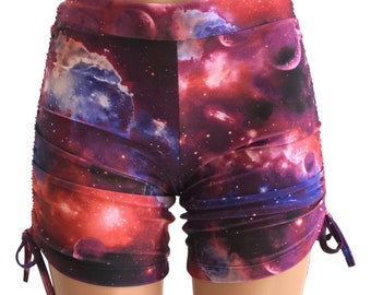 Galaxy Shorts - Rot - High Waist Yoga Shorts - Hot Yoga - Plus Größe Workout - Pole - Schwimmen - Festival - SXYfitness - made in USA -