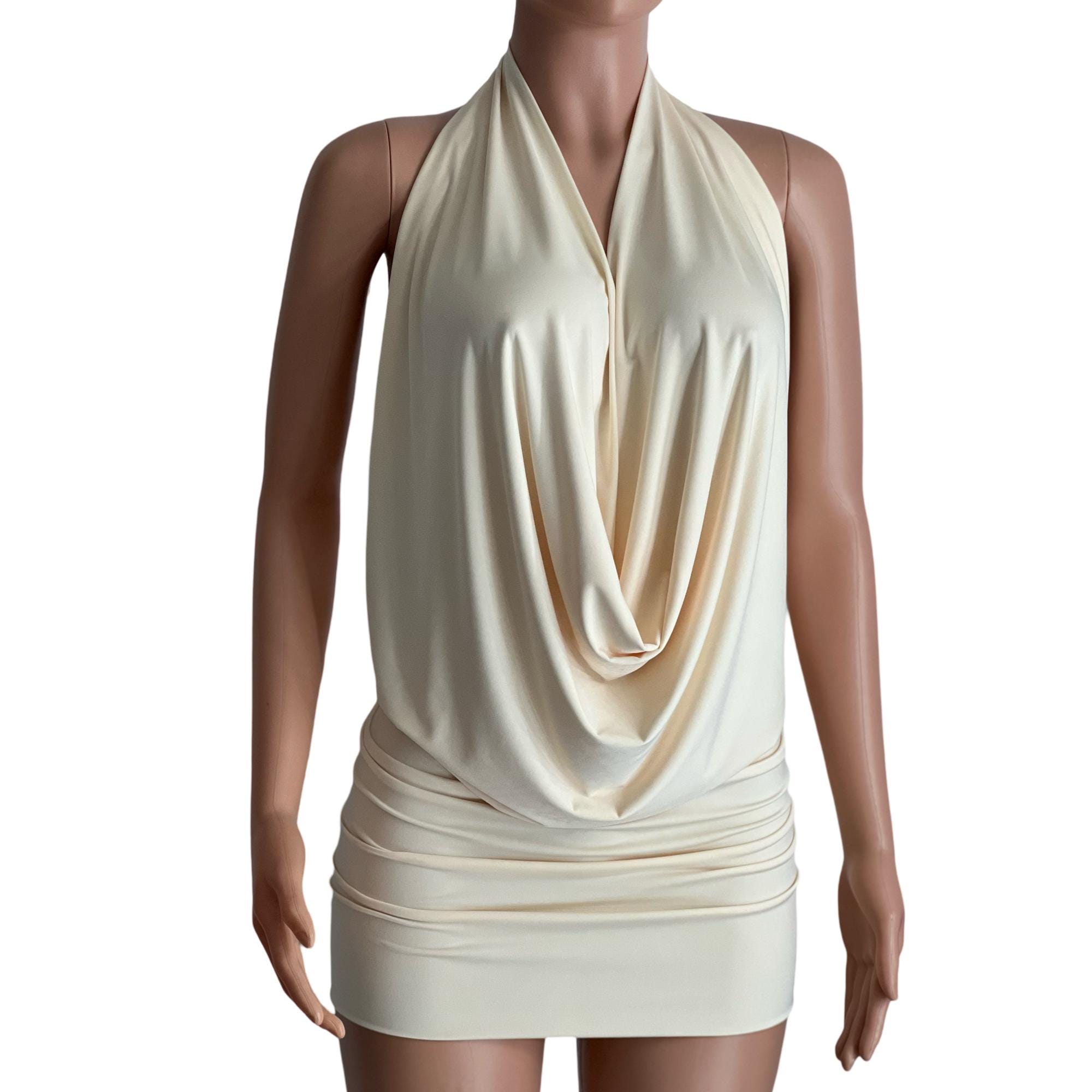 Vanilla Butter Backless Drape Halter Top or Dress Pick Your SIZE and COLOR - 2XS through Plus Size - Made in USA