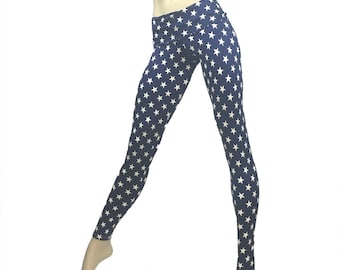 Pantaloni da supereroe con stelle blu e leggings a vita bassa/alta SXYfitness - realizzati negli Stati Uniti