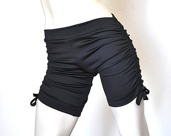 Black Hot Yoga Shorts -  Long Shorts - Swim Shorts - Plus Size Workout - SXYfitness - Made in USA