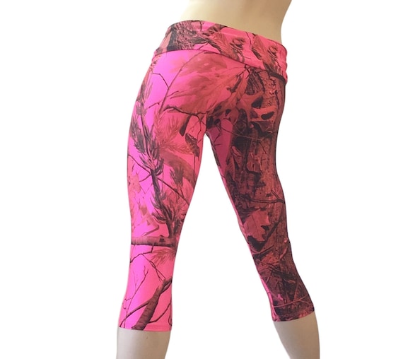 Camo Yoga Pants Pink Camo Hot Yoga Pink Camouflage High Waist Pant Fold Over  Capri Sxfitness USA 