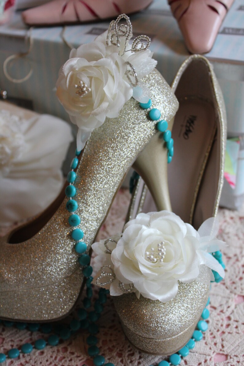 Rosa Vintage Style Rose and Bead Shoe Clips Etsy