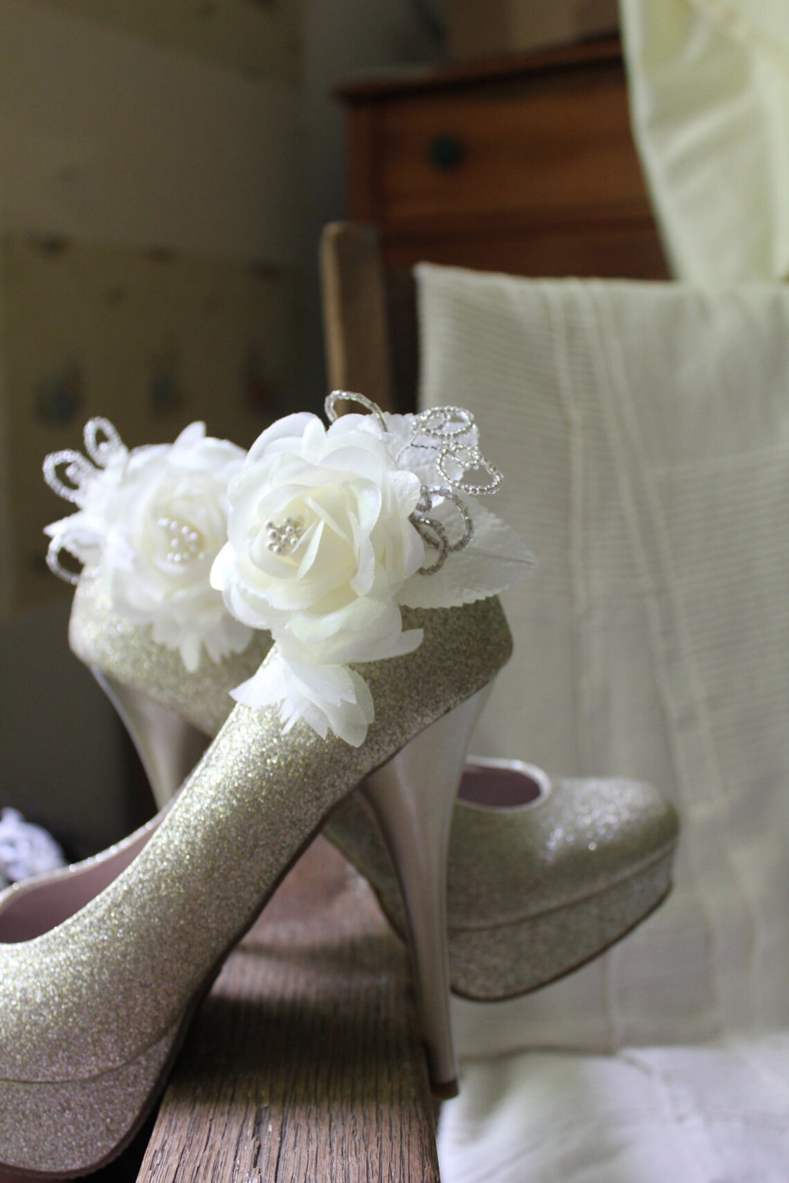 Rosa Vintage Style Rose and Bead Shoe Clips Etsy