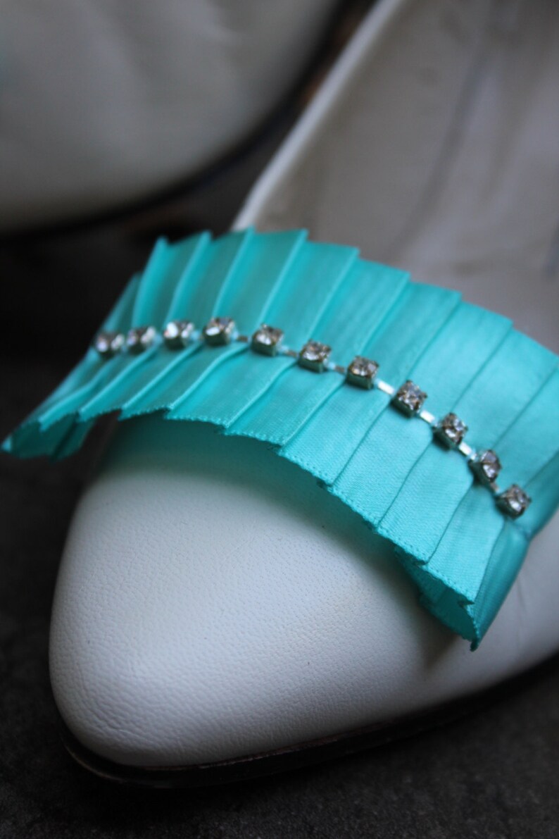 Tiffany Aqua Blue Rhinestone shoe clips a something blue Etsy