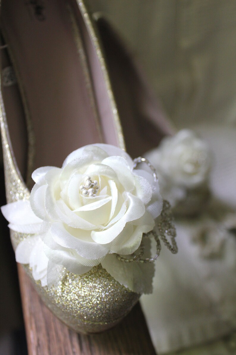 Rosa Vintage Style Rose and Bead Shoe Clips Etsy