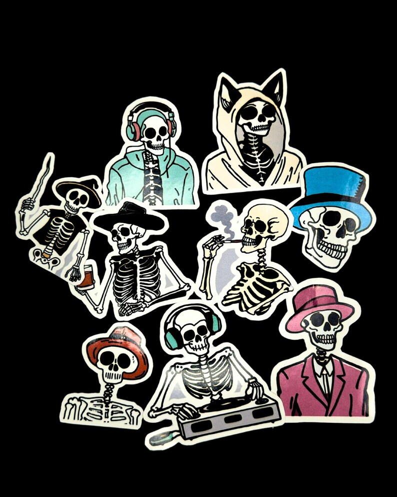 Skeleton Shells Sticker Skeleton Vinyl Sticker Set | Water Resistant Laptop Decals (9-piece) - Etsy