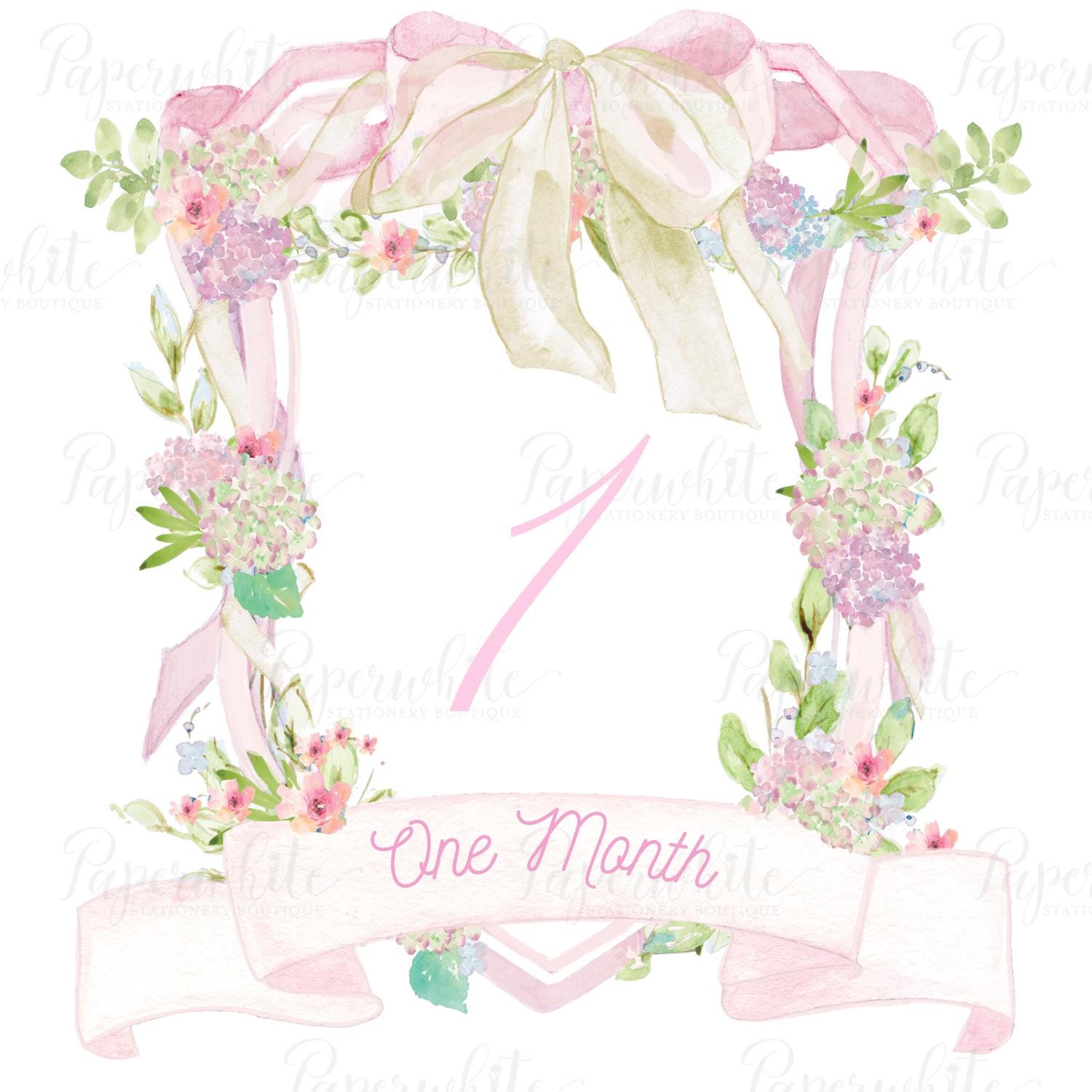 Baby Pink Milestone Cards Watercolor Crest With Stork - Etsy