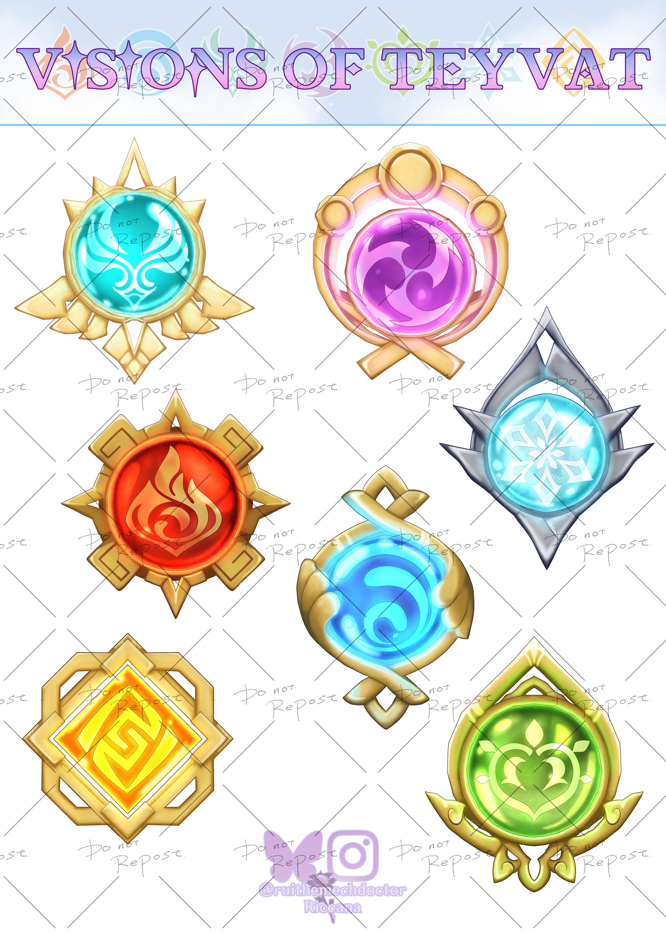 Visions of Teyvat: Vision Stickers