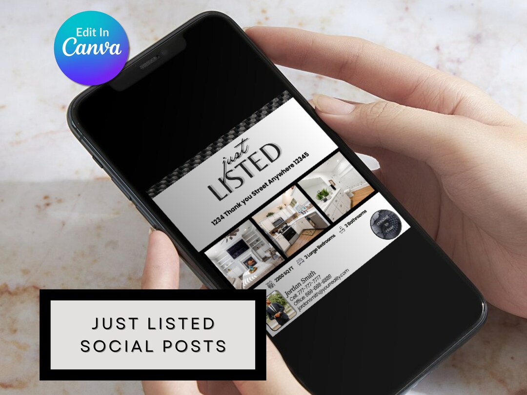 Luxury Real Estate Social Media Templates Realtor Just Listed Social ...