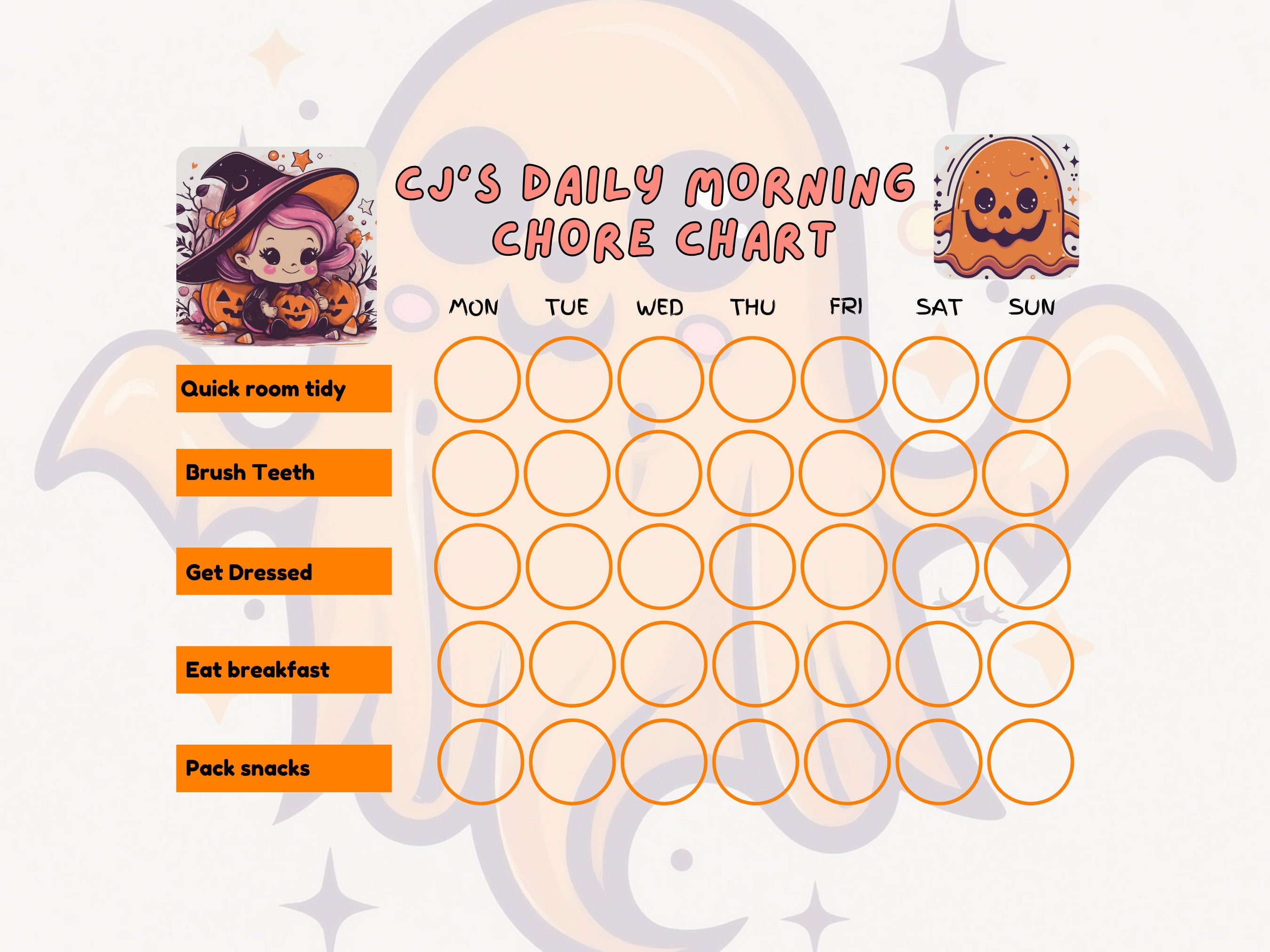 To Do List for Kids Halloween Daily Chore Checklist Kids Printable ...