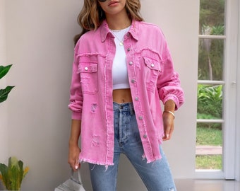Women's Denim Jacket | Fashionable Long Sleeve Coat | Stylish Outerwear