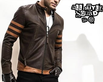 Abrigo con cremallera para hombre / Chaqueta de cuero ajustada / Ropa de abrigo de moda