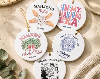 Mahjong Ornament Personalized, Mahjong Gift for Friends, Mahjong Besties Ornament, Mahjong Club Gift, Funny Mahjong Gift, Mahjong Lover Gift
