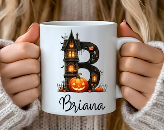 Spersonalizowany kubek na Halloween: Kubek na kawę z dynią i imieniem