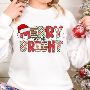 Merry & Bright Christmas Shirt Christmas Lights Shirt Merry and Bright Sweatshirt Merry Christmas Sweatshirt Family Christmas Sweatshirt