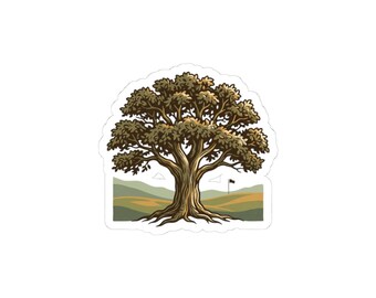 Naklejka na pole golfowe Oak Tree | retro golf, naklejka weekendowa z bogeyem
