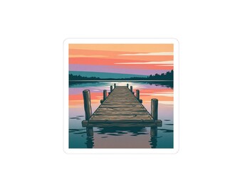 Naklejka emerytalna Sunset Dock | emerytura, życie na plaży