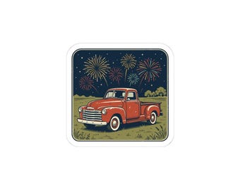 Naklejka na zabytkową ciężarówkę | patriotyczna, oparta na wierze, 4 lipca, retro amerykańska