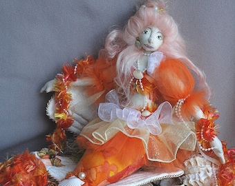 16 inch  Audrina Mermaid Cloth Doll with Cloth Seashell PDF Downloadable Pattern, fantasy