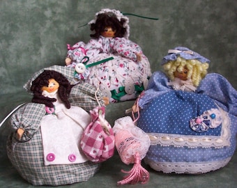 Mini Clothespin Dolls Country Pincushion Girls  PDF Pattern