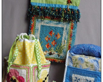 A Season of Tatted Mini Quilts PDF Pattern - Summer, also directions for totes, card holder, mini pillow, chair caddy