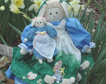 6 inch Daisy and 14 inch Poppy Sheep Girls, Cloth Doll PDF ePattern