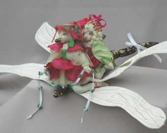 6" Rose and 5"Petal, Fairy Dragonfly Riders, Cloth Faery Doll Pdf ePattern