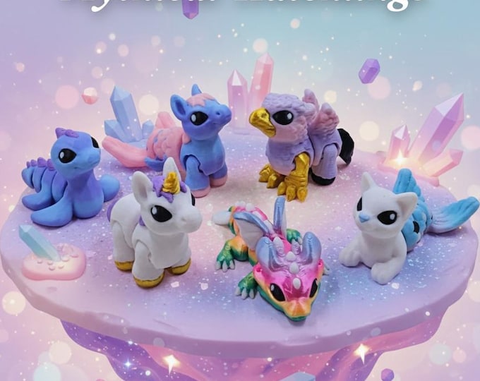 Featured listing image: Mythical Hatchlings | Mini Articulated Fantasy Creatures | Cinderwing3D Design