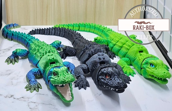 Articulating Alligator 3D Printed Model Raki Box Design Glass Eyes