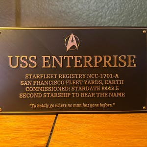 Star Trek Enterprise-A Dedication Plaque: 3D Printed Wall Decor