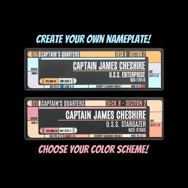 Letrero personalizado estilo LCARS - Inspirado en Star Trek - ¡Dos combinaciones de colores!