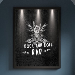 Rock and Roll Dad, Wall Art, Digital Download Print, Dad Decor, Rock and Roll, Husband Present, Fathers Day Gift