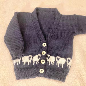 Child Cardigan Alpaca and Wool Handmade. Sheep Design. Very soft. -