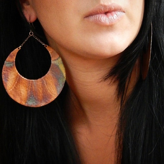 Extra Large Moon Earrings Crescent Moon Earrings Hammered Copper Earrings Statement Earrings Large Hoop Earrings Etsy