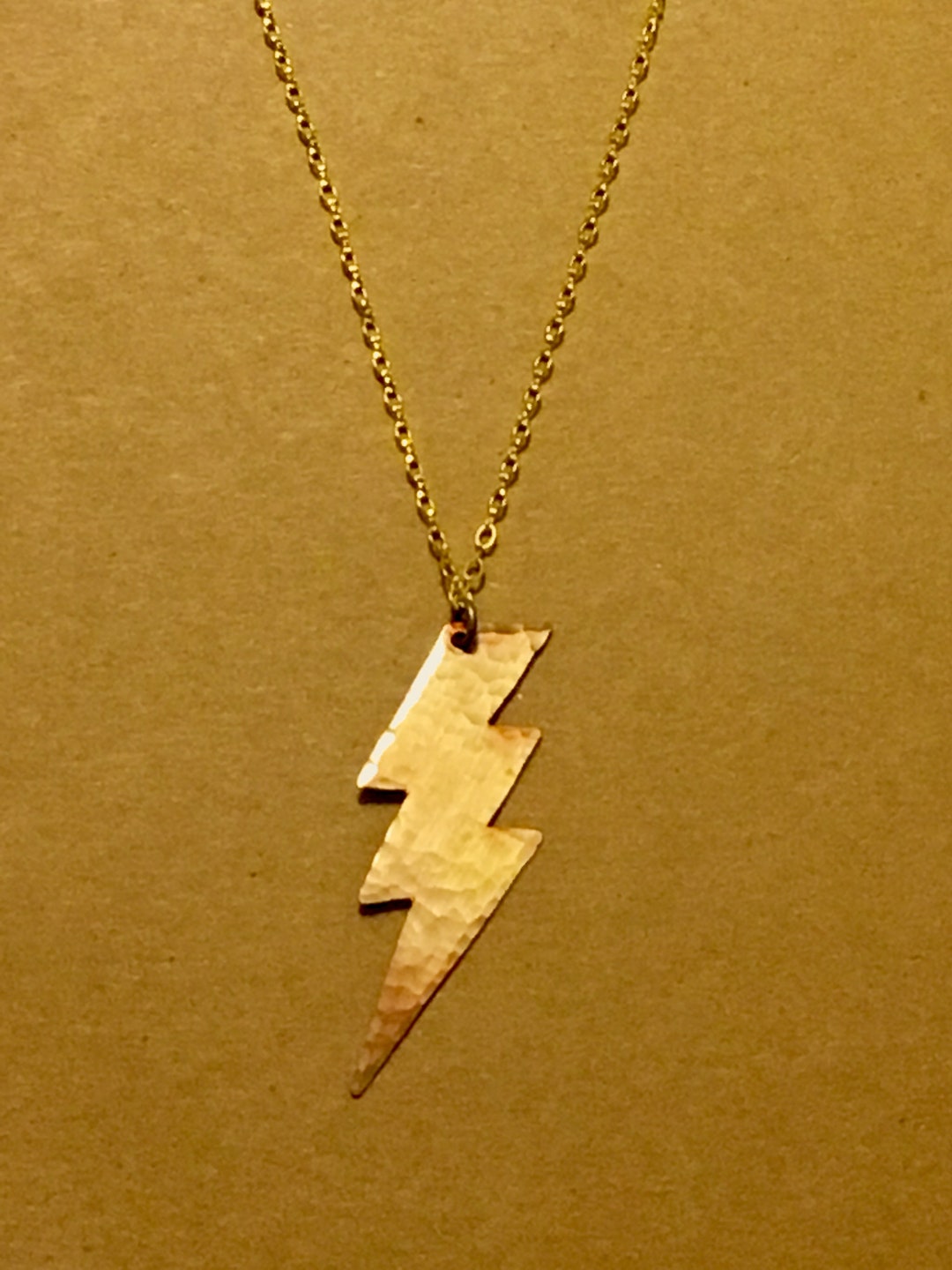 Handcrafted Brushed Metal Lightning Bolt Necklace
