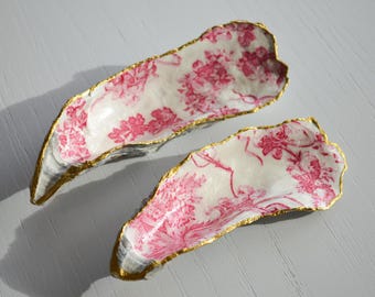Rosa Toile Austernmuschel Ringschale, Ringhalter, Ringschale