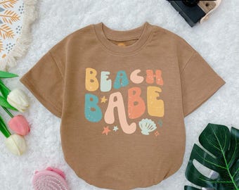 Beach Babe Baby Bubble Romper, Cute Summer Baby clothes, Cute Summer Beach, Summer Vacation Bodysuit, Baby Showers Gift, Ocean Lover