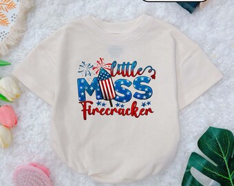 Little Miss Firecracker Baby Romper: Patriotic 4th of July Outfit