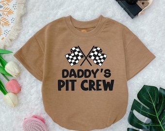 Daddy's Pit Crew Bubble Romper: Race Car Baby Outfit