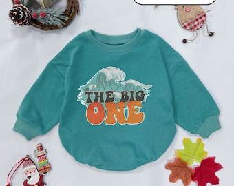 The Big One Baby Romper: Surf 1st Birthday Bodysuit